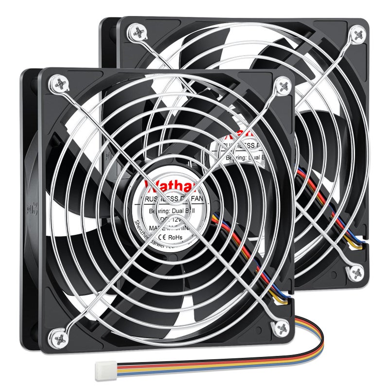 Wathai 120mm x 25mm 4Pin 12V Computer Case Fan DC Brushless Cooling Fan High Speed Replacement for Desktop PCs Case, AIO GPU Coolers - Image 1